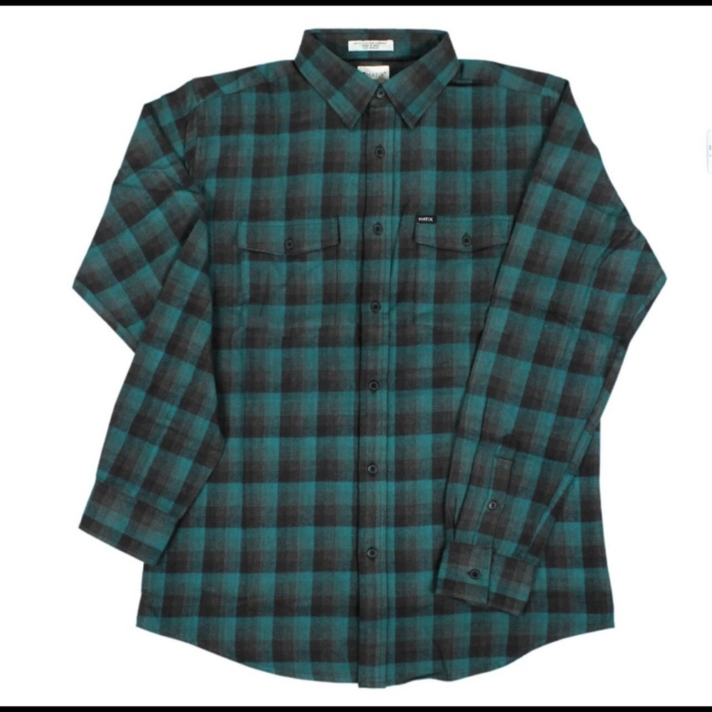 MATIX Flannel Shirt (L) Grey and Teal